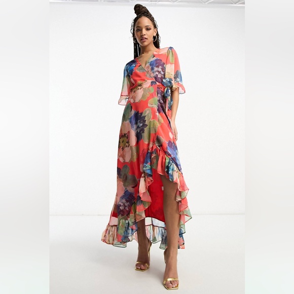Dresses & Skirts - NWT Asos Hope and Ivory wrap midaxi dress in mixed floral , size 8